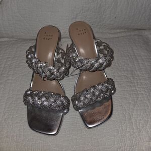 A New Day Women's Silver Braided Sandals